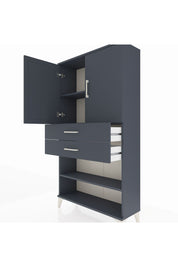 Arges Dolap 3 Raflı 2 Çekmeceli 2 Kapaklı 88x30x163 Antrasit-Antrasit