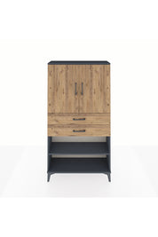 Arges Dolap 3 Raflı 2 Çekmeceli 2 Kapaklı 88x30x163 Antrasit-Çam