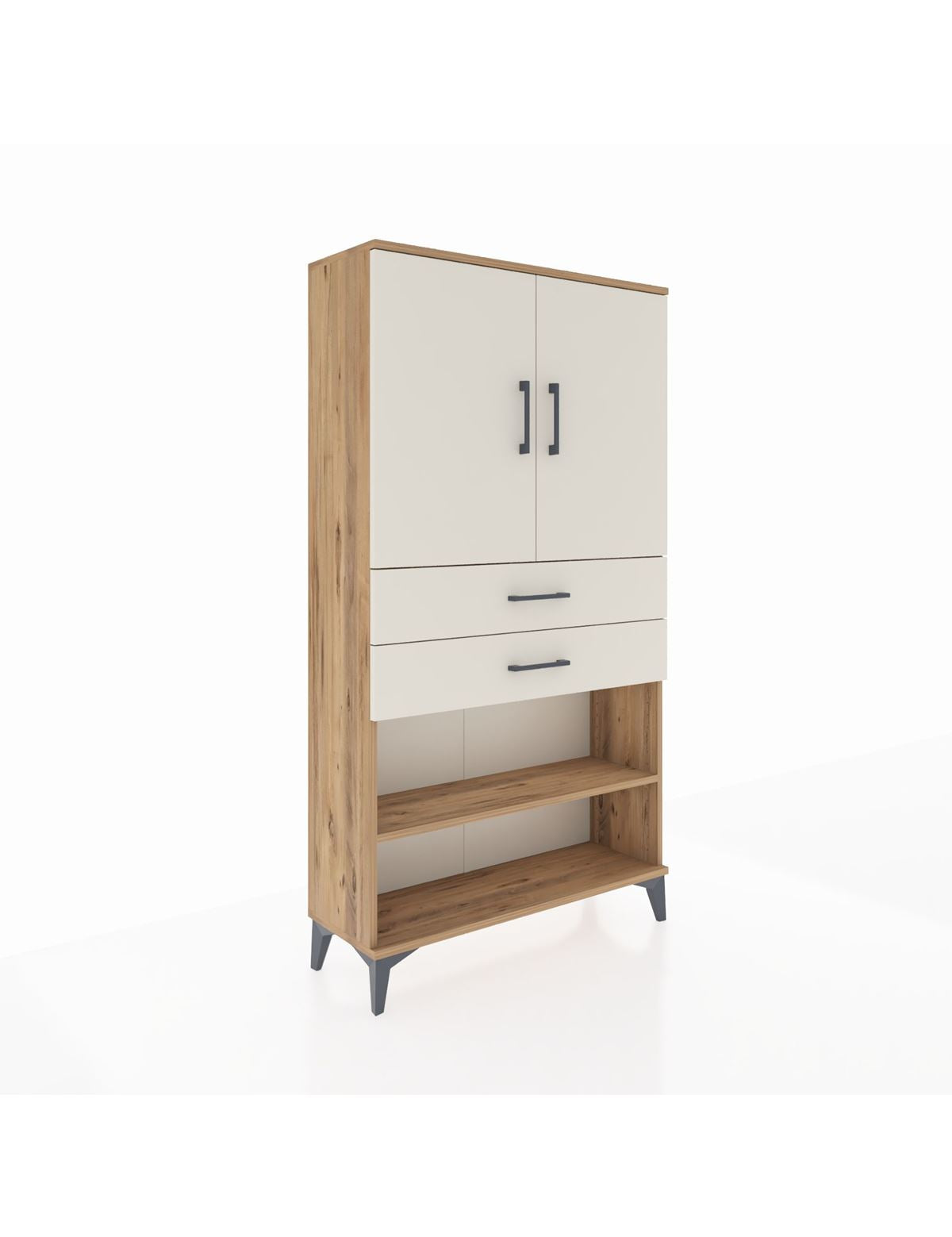 Arges Dolap 3 Raflı 2 Çekmeceli 2 Kapaklı 88x30x163 Çam-Aytaşı