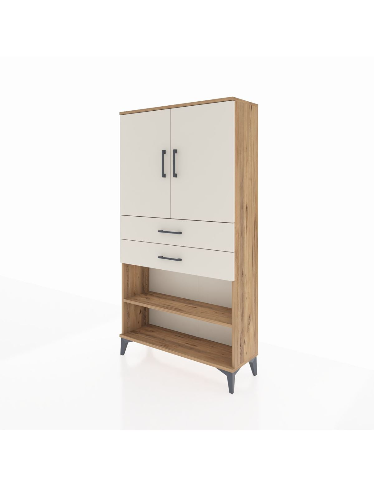 Arges Dolap 3 Raflı 2 Çekmeceli 2 Kapaklı 88x30x163 - S21M069V7A