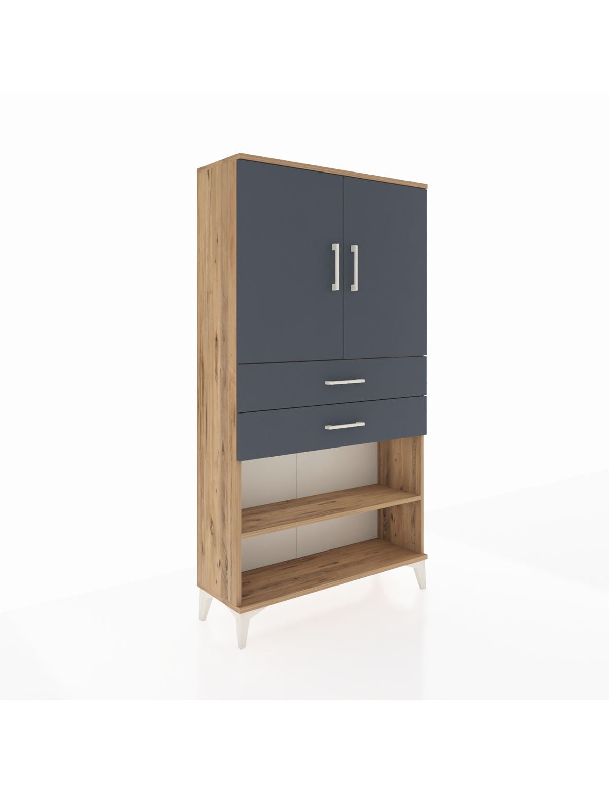 Arges Dolap 3 Raflı 2 Çekmeceli 2 Kapaklı 88x30x163 Çam-Antrasit