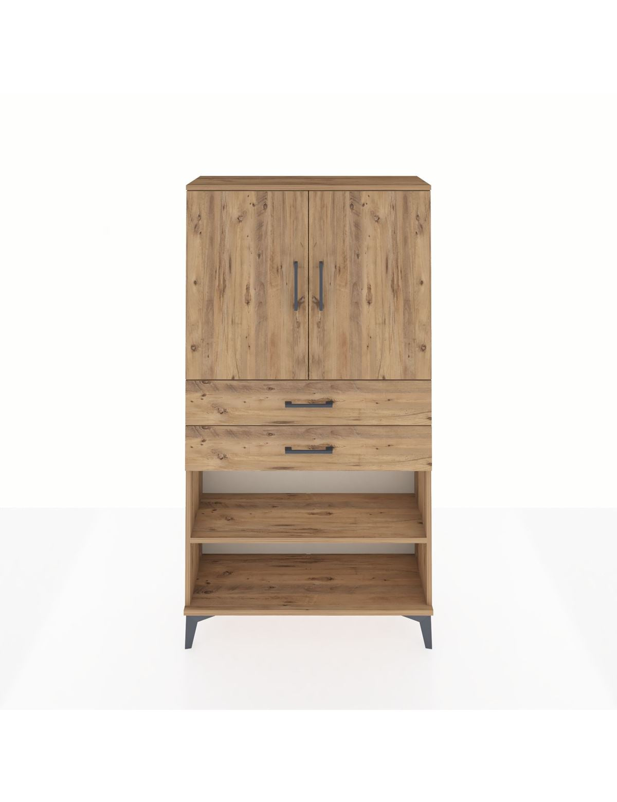 Arges Dolap 3 Raflı 2 Çekmeceli 2 Kapaklı 88x30x163 Çam-Çam