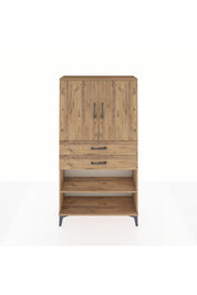 Arges Dolap 3 Raflı 2 Çekmeceli 2 Kapaklı 88x30x163 Çam-Çam