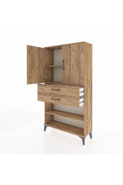 Arges Dolap 3 Raflı 2 Çekmeceli 2 Kapaklı 88x30x163 Çam-Çam
