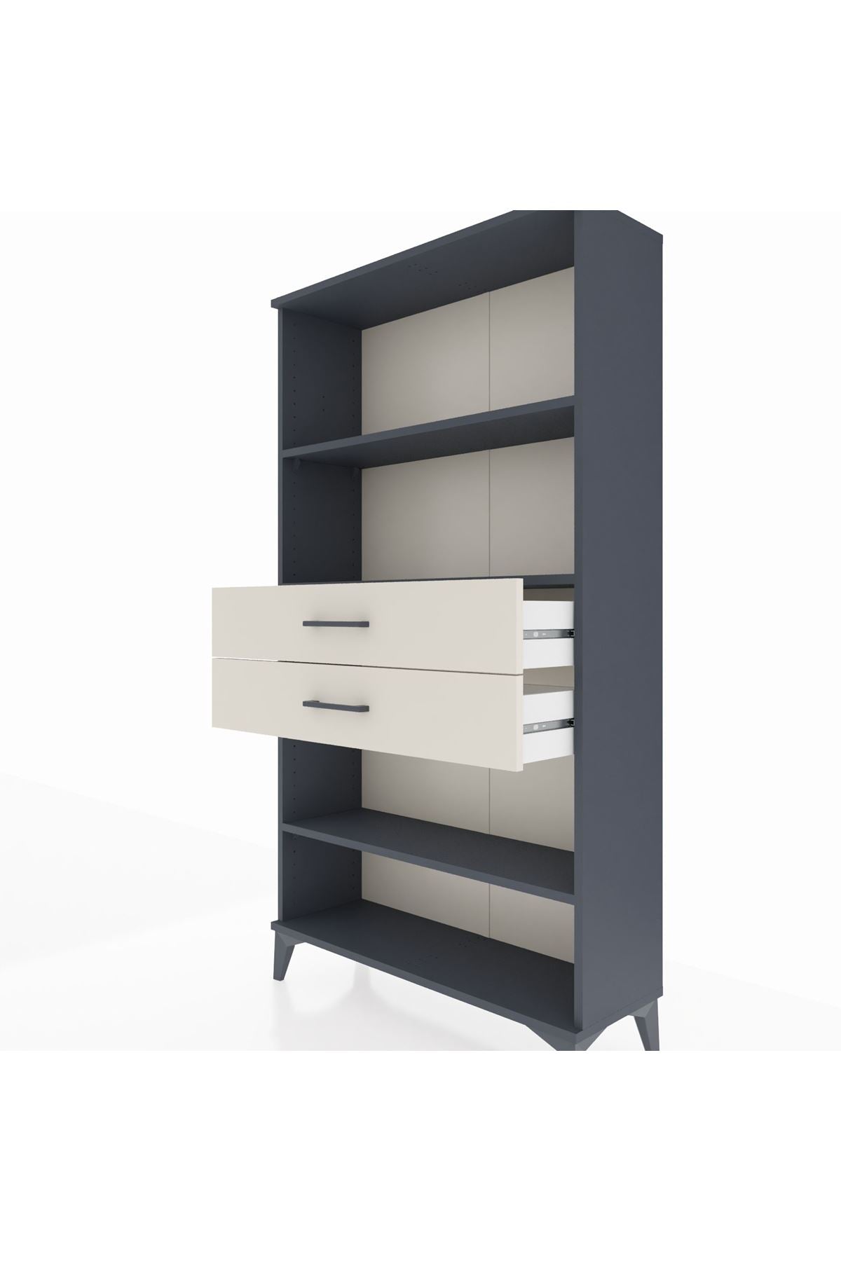 Arges Dolap 3 Raflı 2 Çekmeceli 88x30x163 Antrasit-Aytaşı