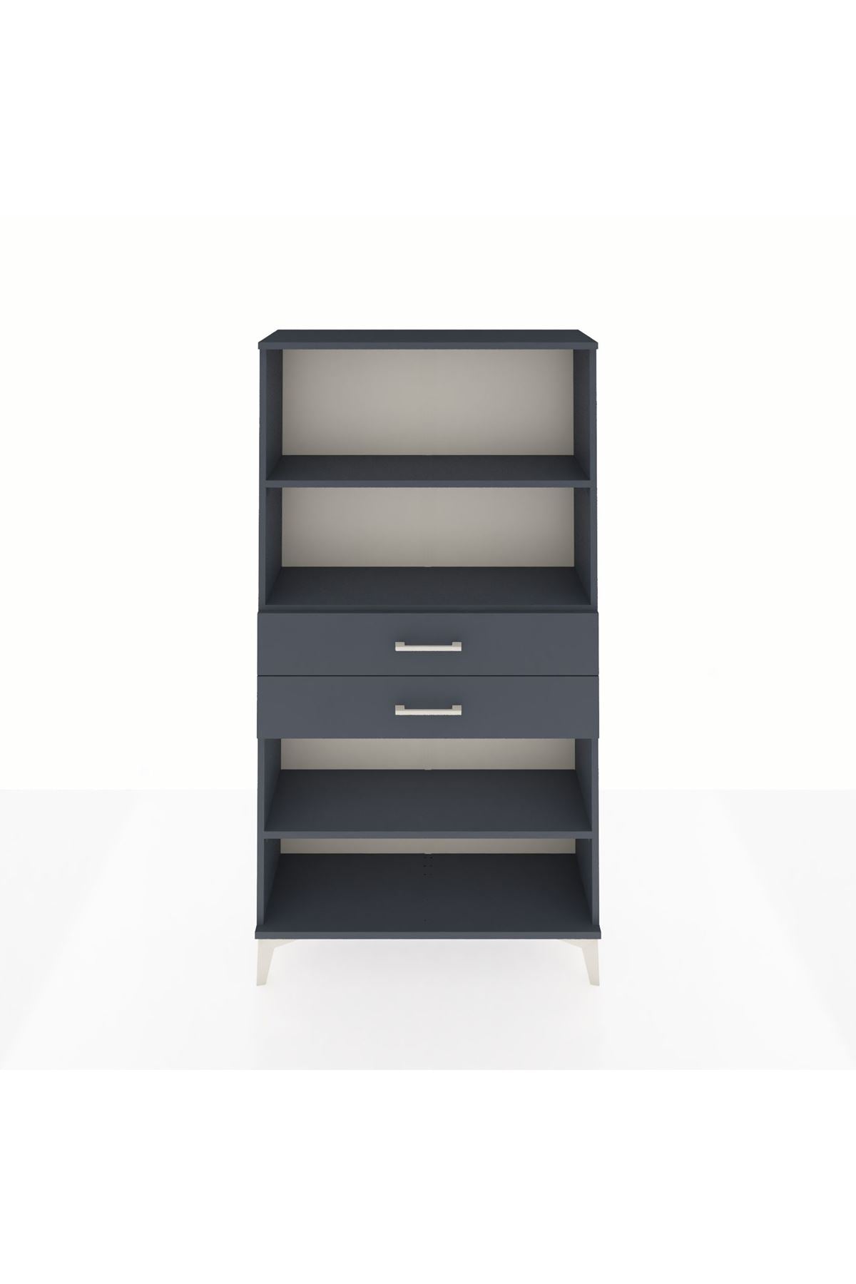 Arges Dolap 3 Raflı 2 Çekmeceli 88x30x163 Antrasit-Antrasit