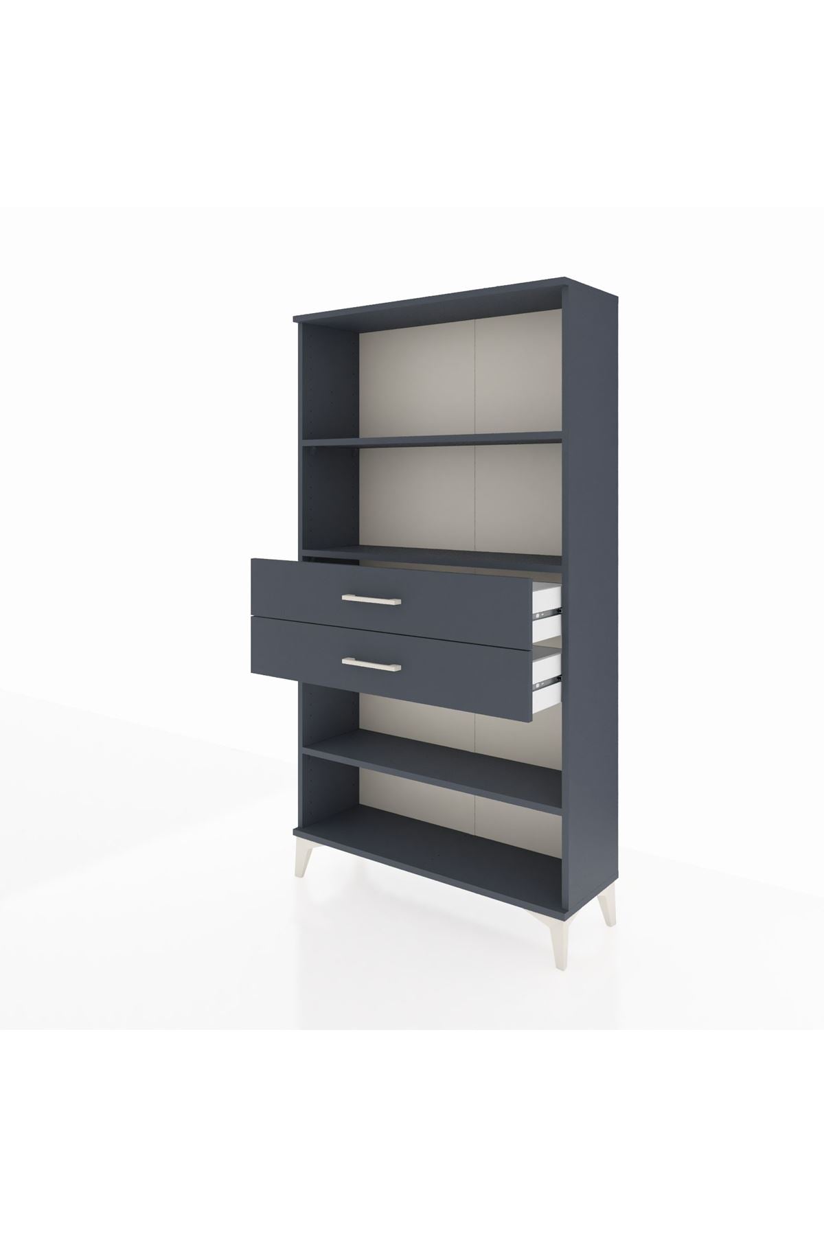 Arges Dolap 3 Raflı 2 Çekmeceli 88x30x163 Antrasit-Antrasit