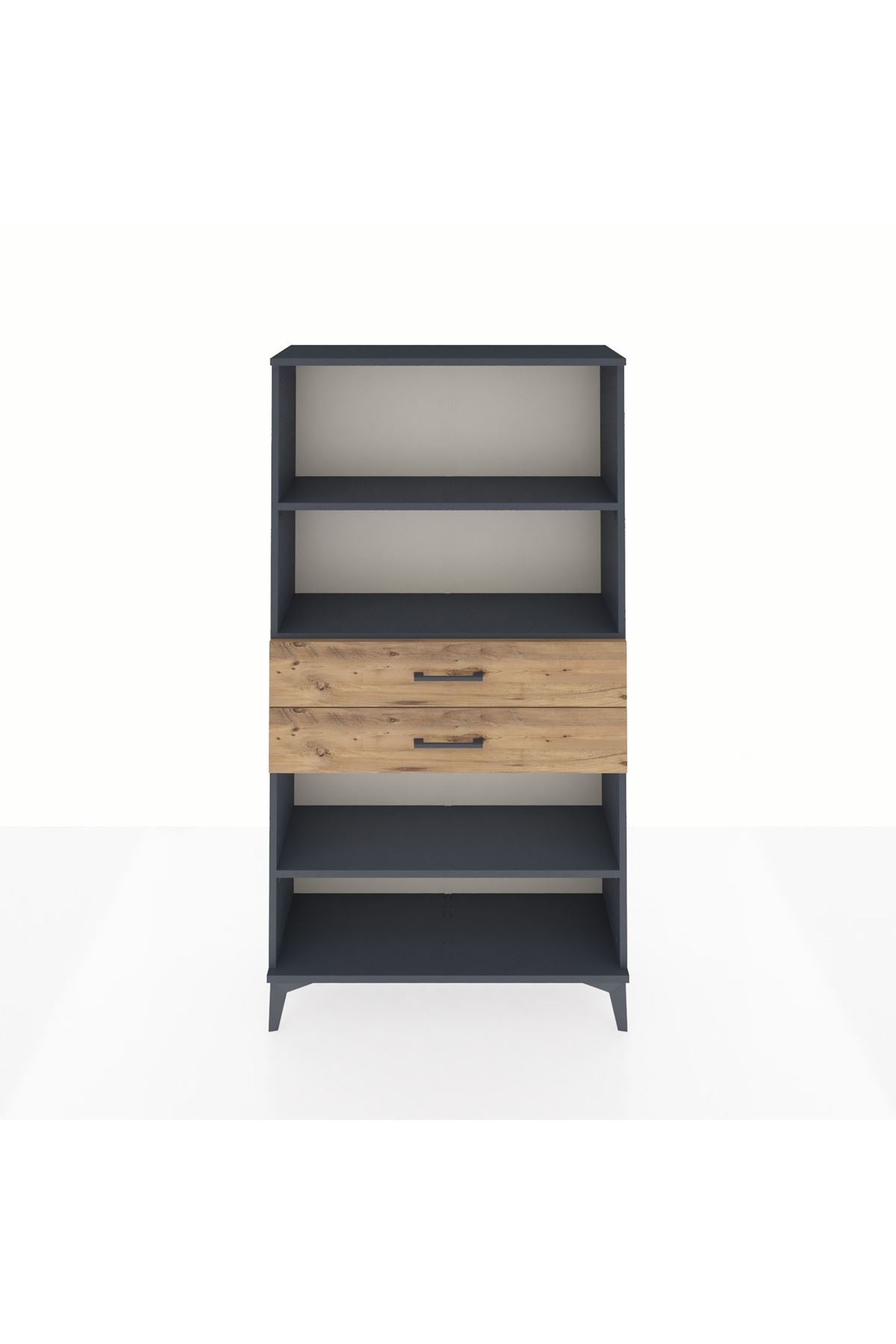 Arges Dolap 3 Raflı 2 Çekmeceli 88x30x163 Antrasit-Çam