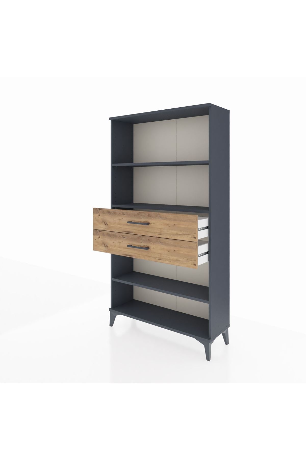 Arges Dolap 3 Raflı 2 Çekmeceli 88x30x163 Antrasit-Çam