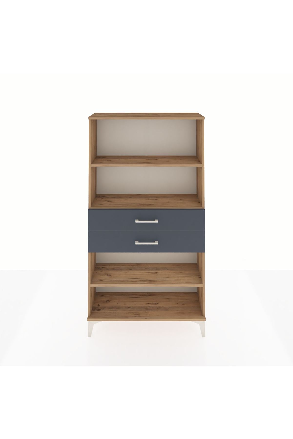 Arges Dolap 3 Raflı 2 Çekmeceli 88x30x163 Çam-Antrasit