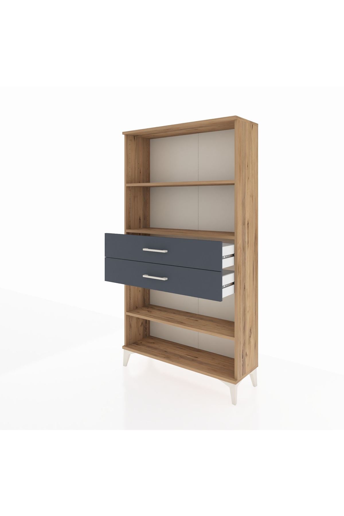 Arges Dolap 3 Raflı 2 Çekmeceli 88x30x163 Çam-Antrasit