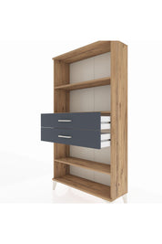 Arges Dolap 3 Raflı 2 Çekmeceli 88x30x163 Çam-Antrasit