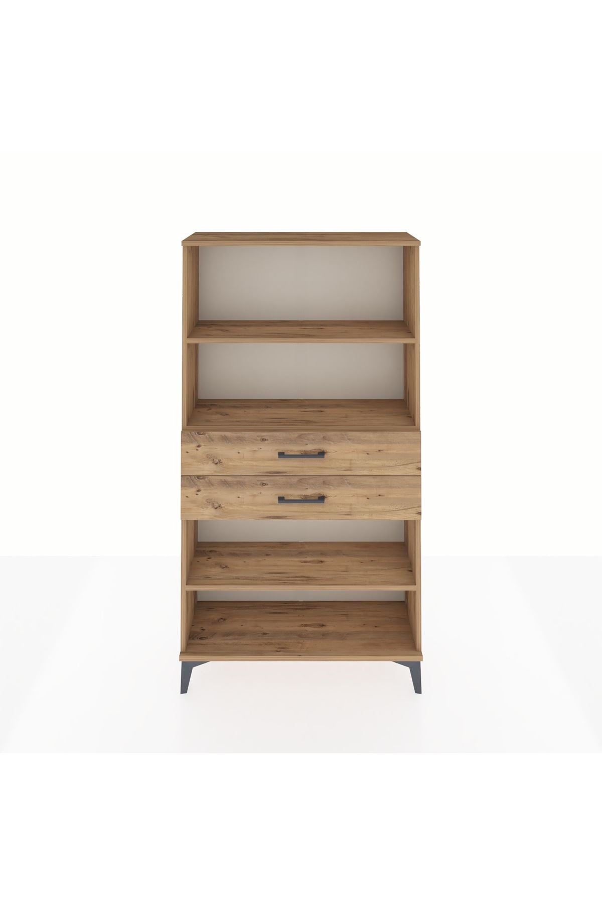 Arges Dolap 3 Raflı 2 Çekmeceli 88x30x163 Çam-Çam