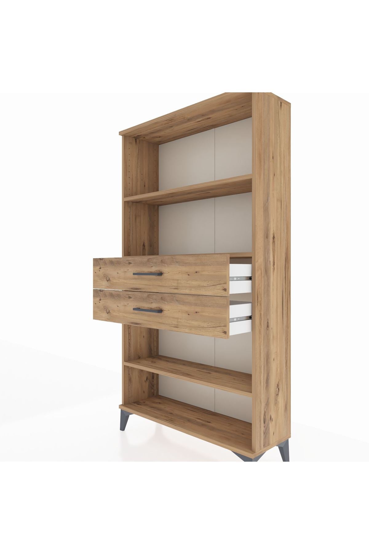 Arges Dolap 3 Raflı 2 Çekmeceli 88x30x163 Çam-Çam