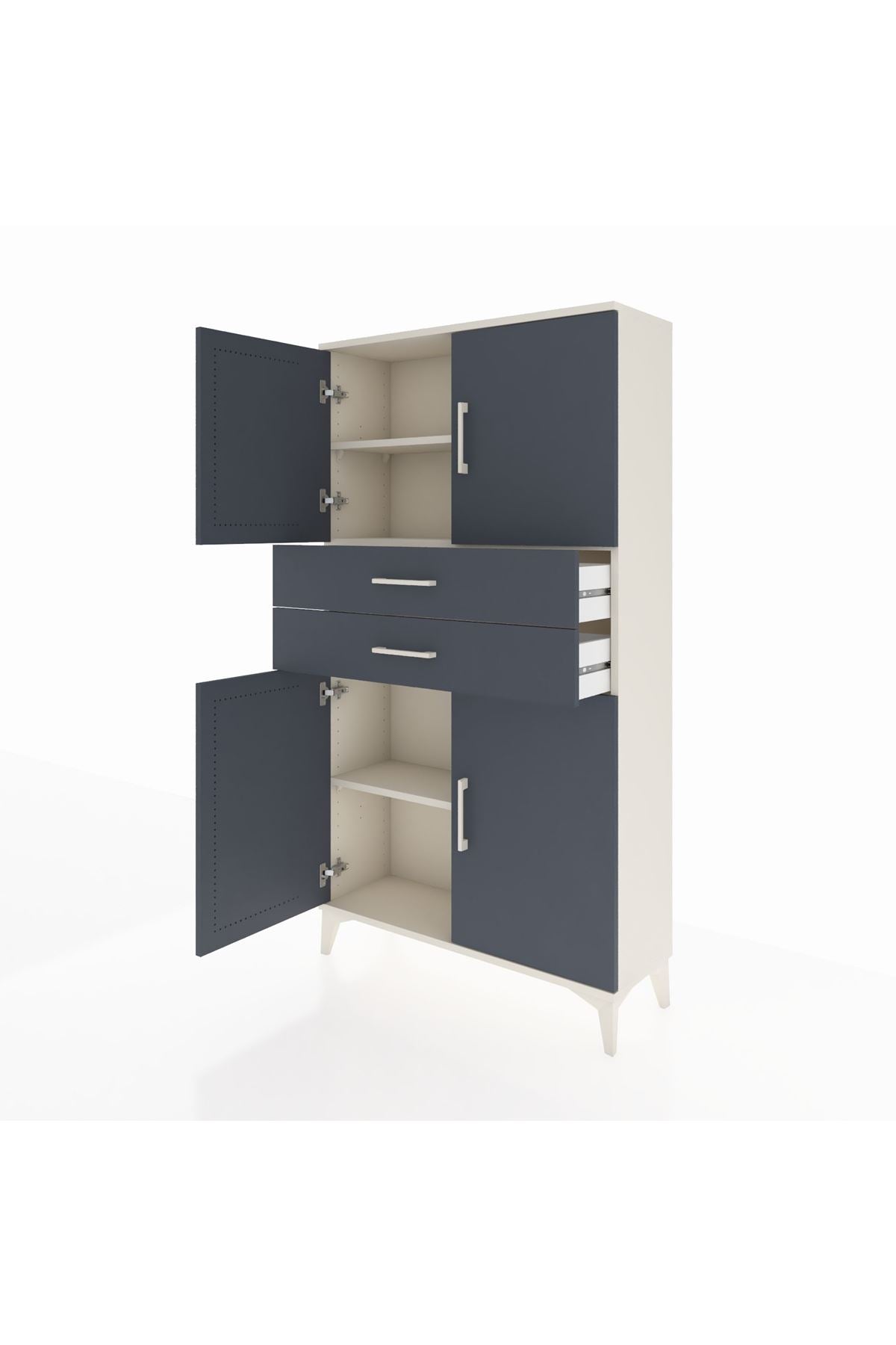 Arges Dolap 3 Raflı 2 Çekmeceli 4 Kapaklı 88x30x163 Aytaşı-Antrasit