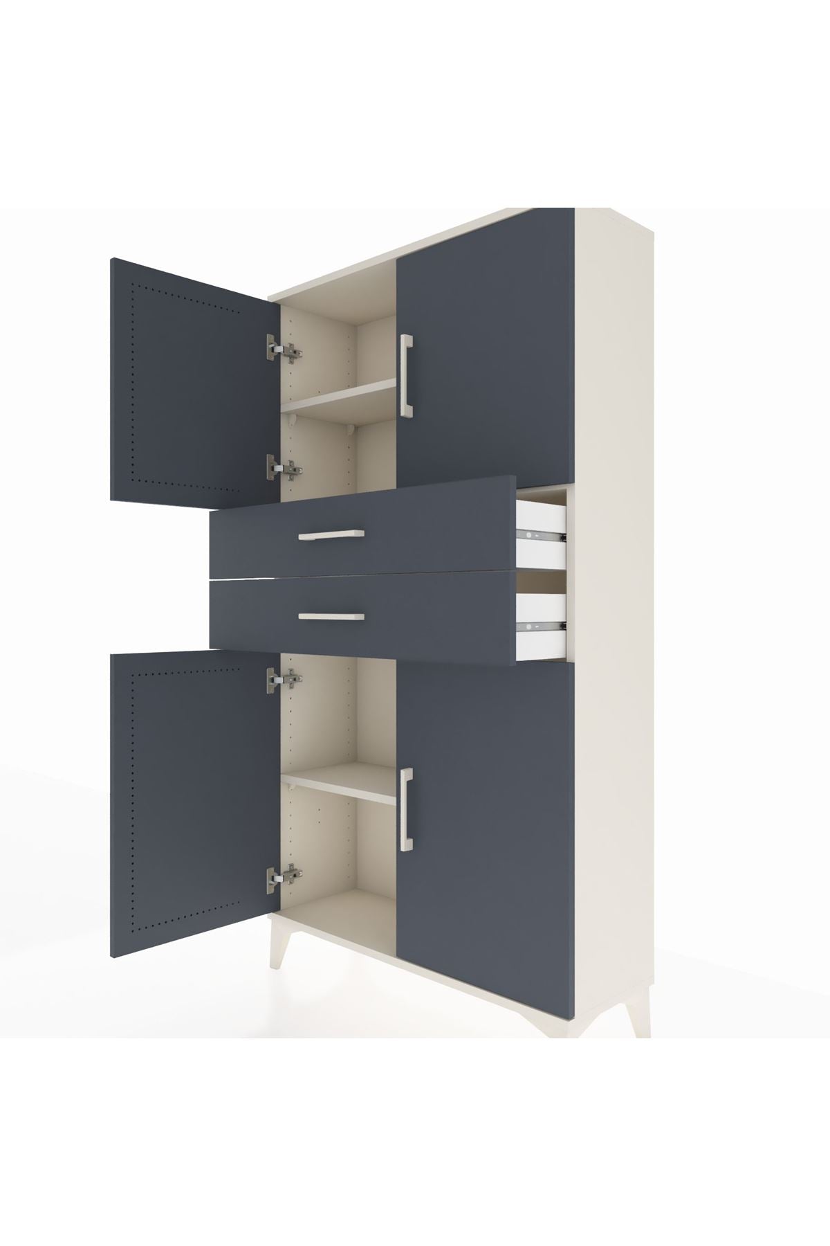 Arges Dolap 3 Raflı 2 Çekmeceli 4 Kapaklı 88x30x163 Aytaşı-Antrasit