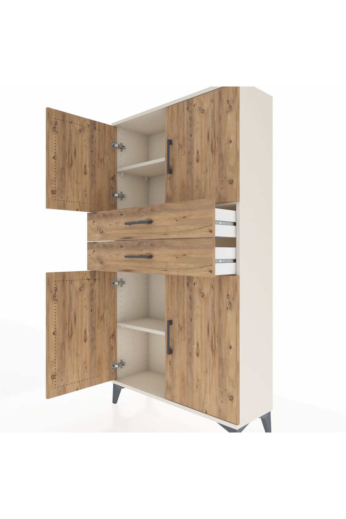 Arges Dolap 3 Raflı 2 Çekmeceli 4 Kapaklı 88x30x163 Aytaşı-Çam