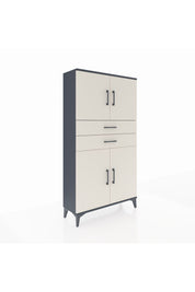 Arges Dolap 3 Raflı 2 Çekmeceli 4 Kapaklı 88x30x163 Antrasit-Aytaşı