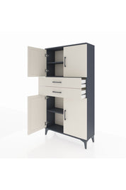 Arges Dolap 3 Raflı 2 Çekmeceli 4 Kapaklı 88x30x163 Antrasit-Aytaşı