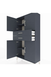 Arges Dolap 3 Raflı 2 Çekmeceli 4 Kapaklı 88x30x163 Antrasit-Antrasit