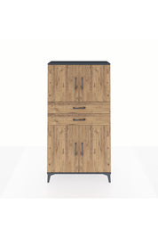 Arges Dolap 3 Raflı 2 Çekmeceli 4 Kapaklı 88x30x163 Antrasit-Çam