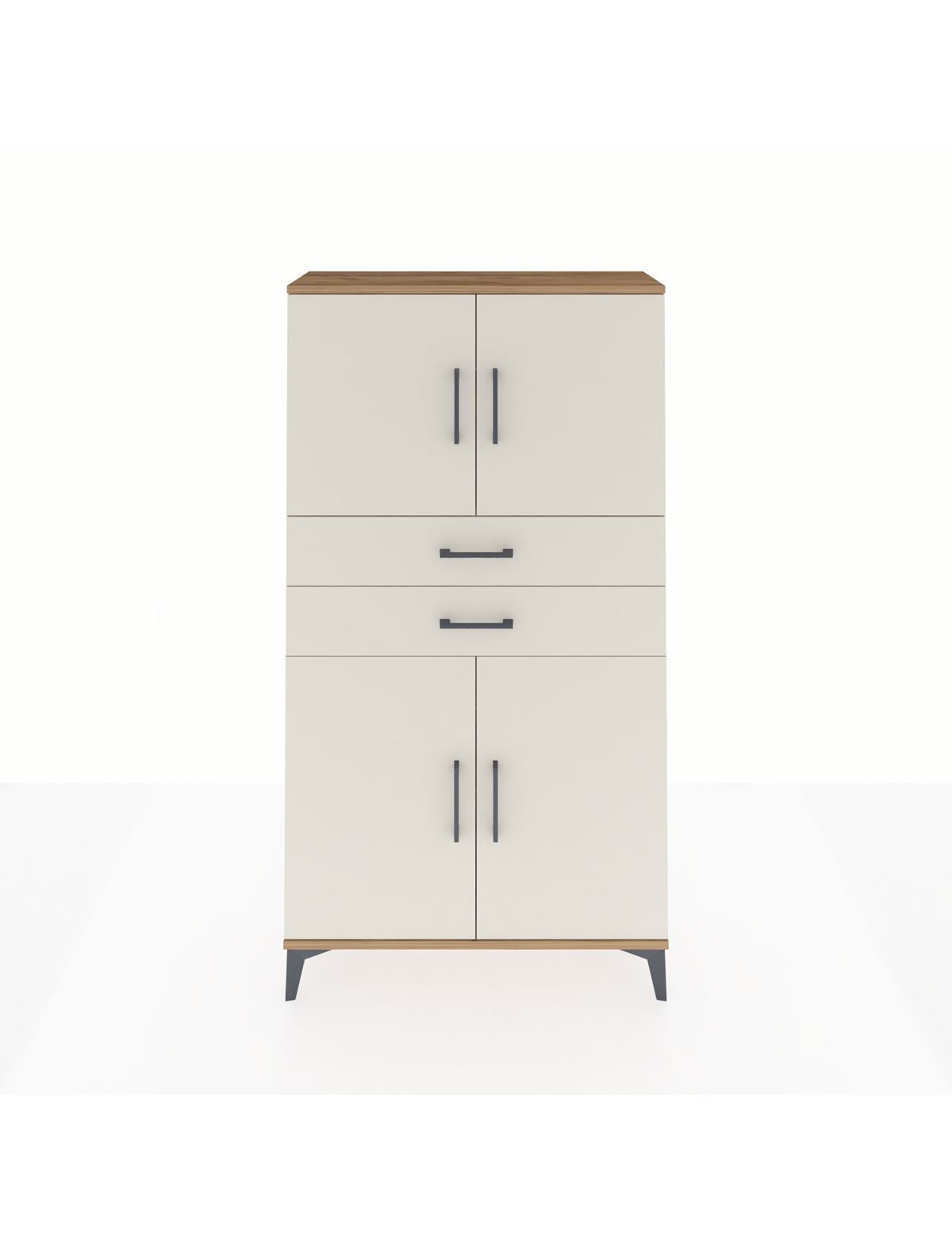 Arges Dolap 3 Raflı 2 Çekmeceli 4 Kapaklı 88x30x163 Çam-Aytaşı