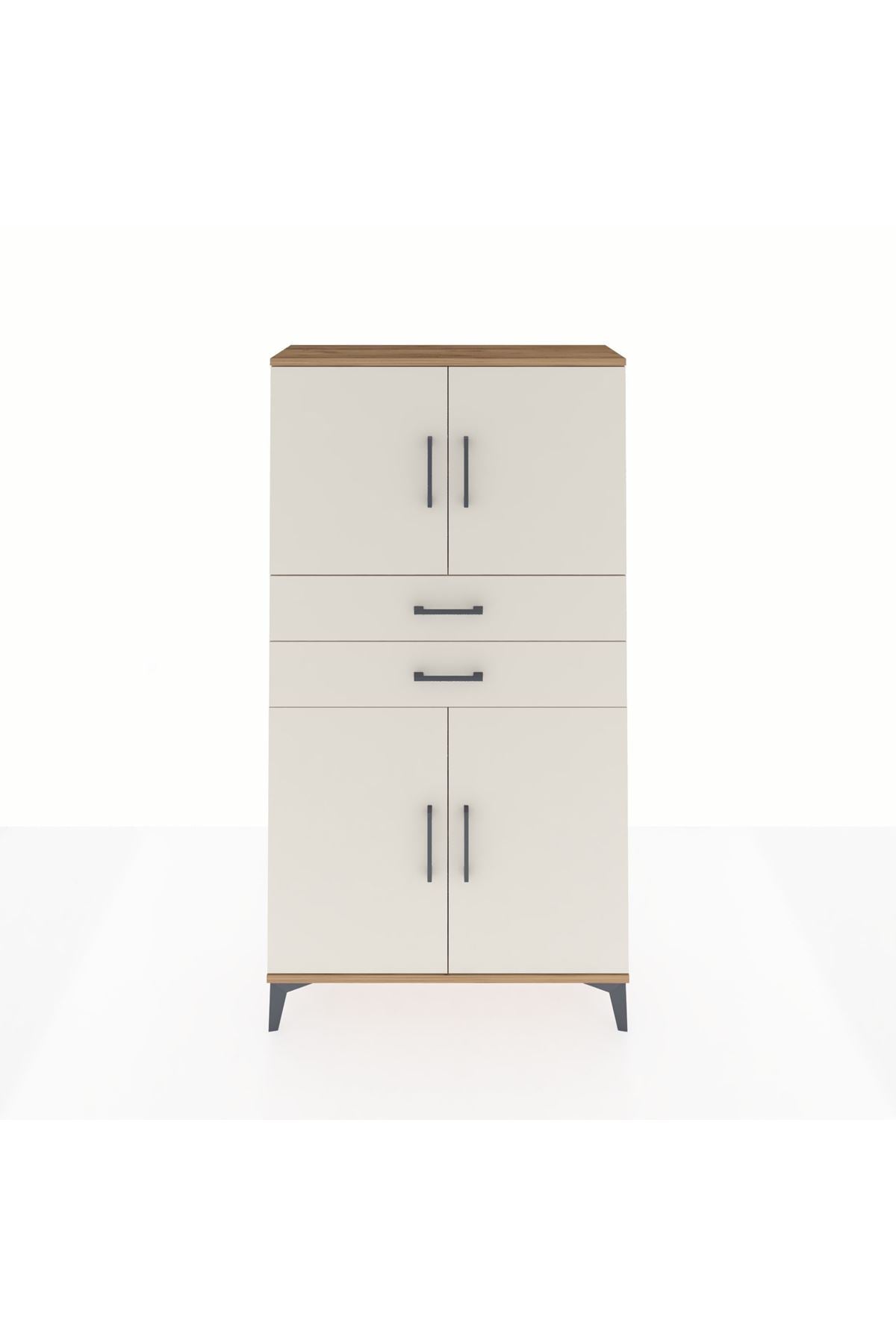 Arges Dolap 3 Raflı 2 Çekmeceli 4 Kapaklı 88x30x163 Çam-Aytaşı