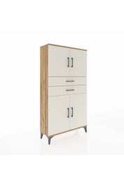 Arges Dolap 3 Raflı 2 Çekmeceli 4 Kapaklı 88x30x163 Çam-Aytaşı