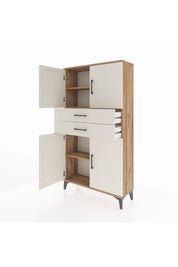Arges Dolap 3 Raflı 2 Çekmeceli 4 Kapaklı 88x30x163 Çam-Aytaşı