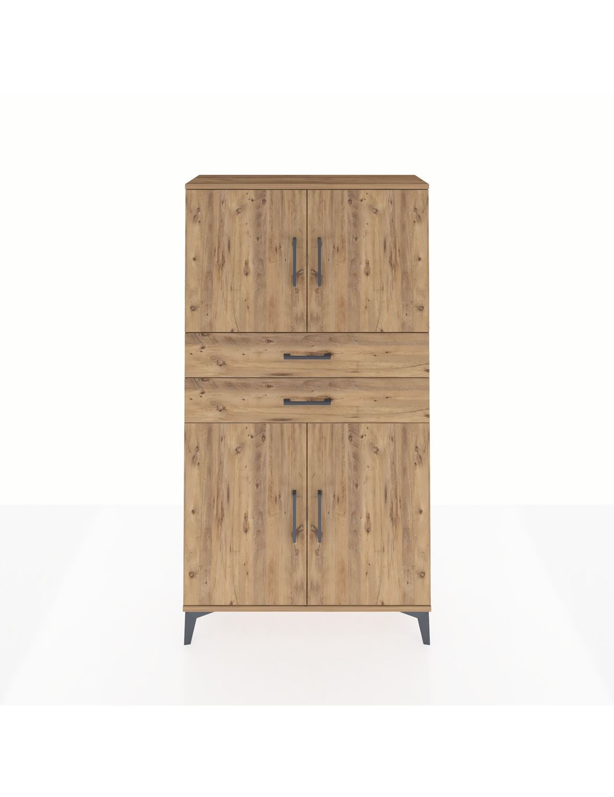 Arges Dolap 3 Raflı 2 Çekmeceli 4 Kapaklı 88x30x163 Çam-Çam