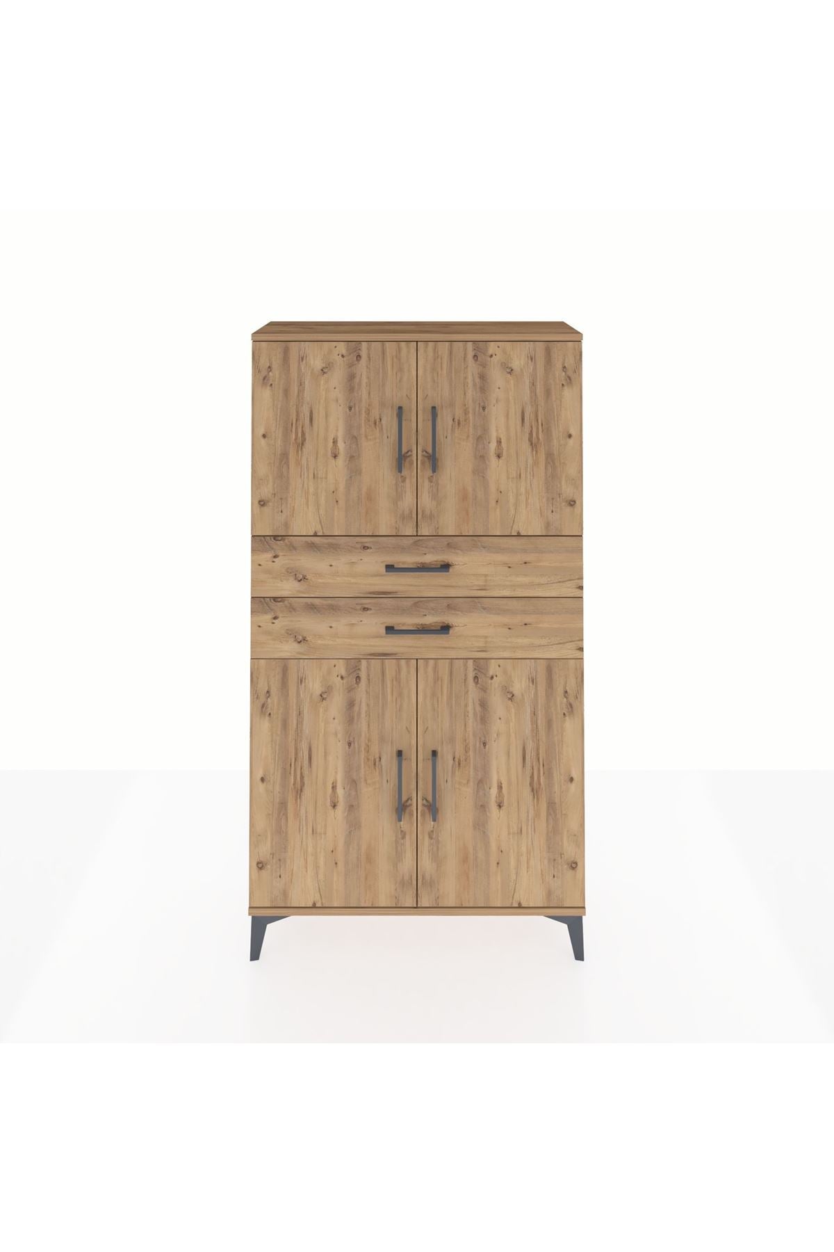 Arges Dolap 3 Raflı 2 Çekmeceli 4 Kapaklı 88x30x163 Çam-Çam