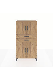 Arges Dolap 3 Raflı 2 Çekmeceli 4 Kapaklı 88x30x163 Çam-Çam