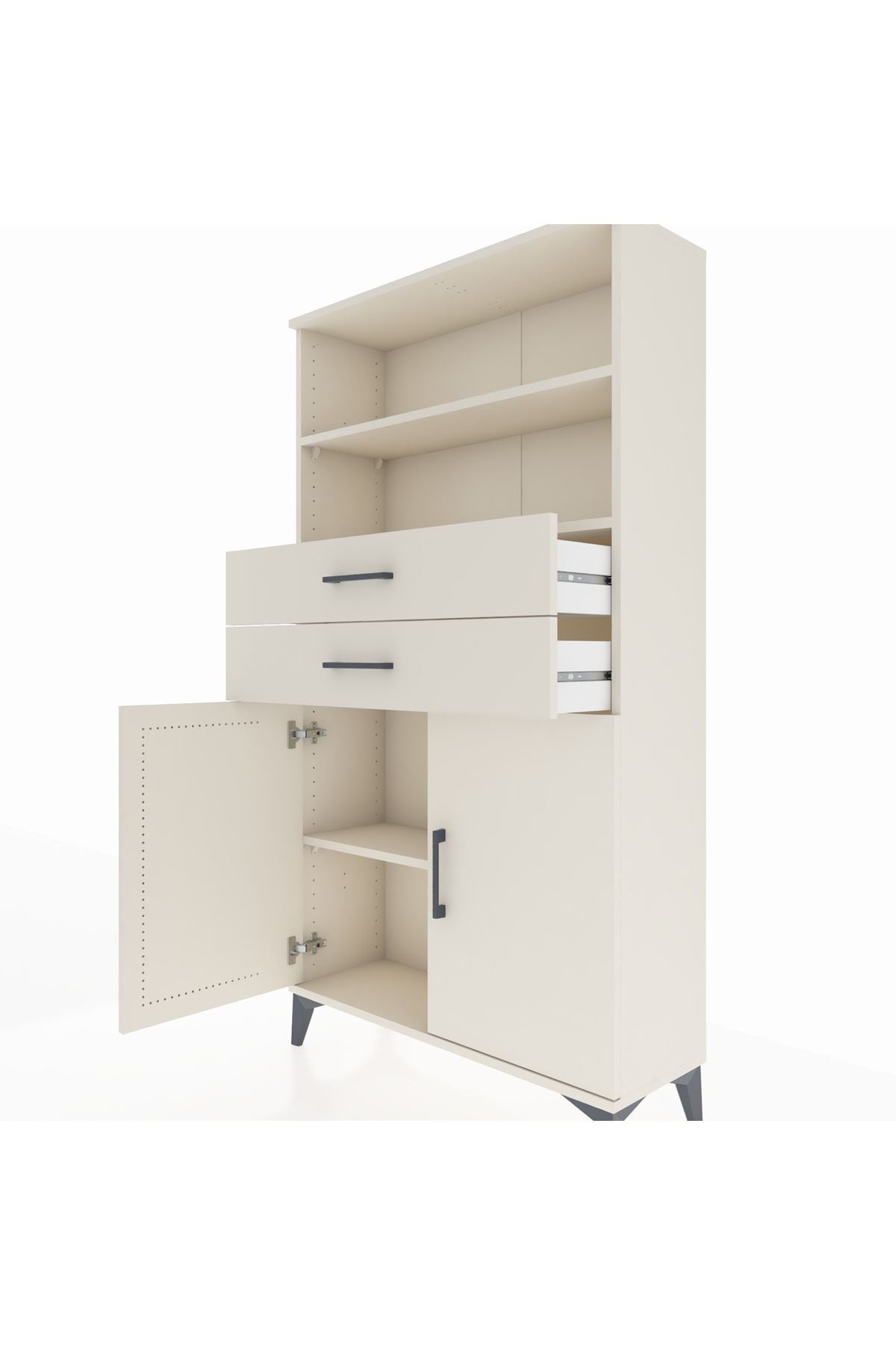 Arges Dolap 3 Raflı 2 Çekmeceli 2 Kapaklı 88x30x163 Aytaşı-Aytaşı