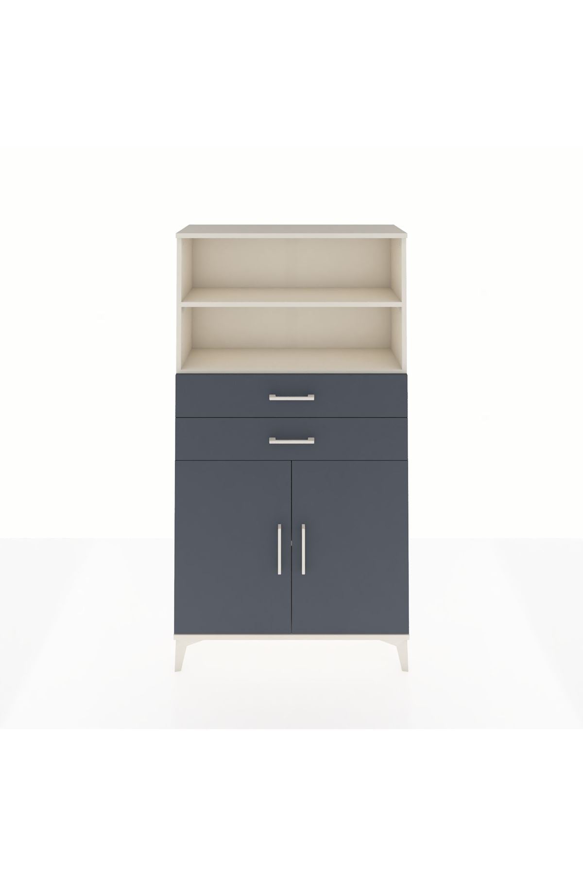 Arges Dolap 3 Raflı 2 Çekmeceli 2 Kapaklı 88x30x163 Aytaşı-Antrasit