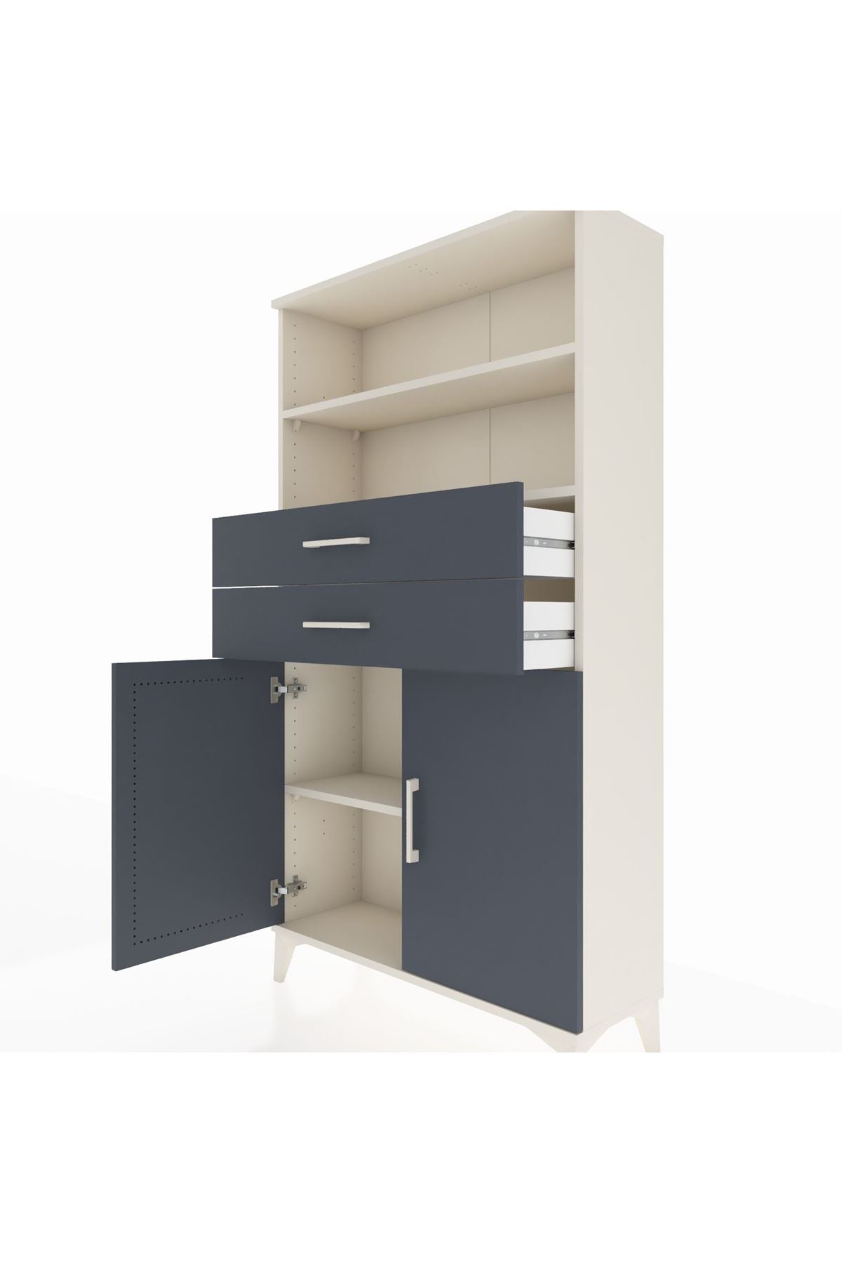 Arges Dolap 3 Raflı 2 Çekmeceli 2 Kapaklı 88x30x163 Aytaşı-Antrasit