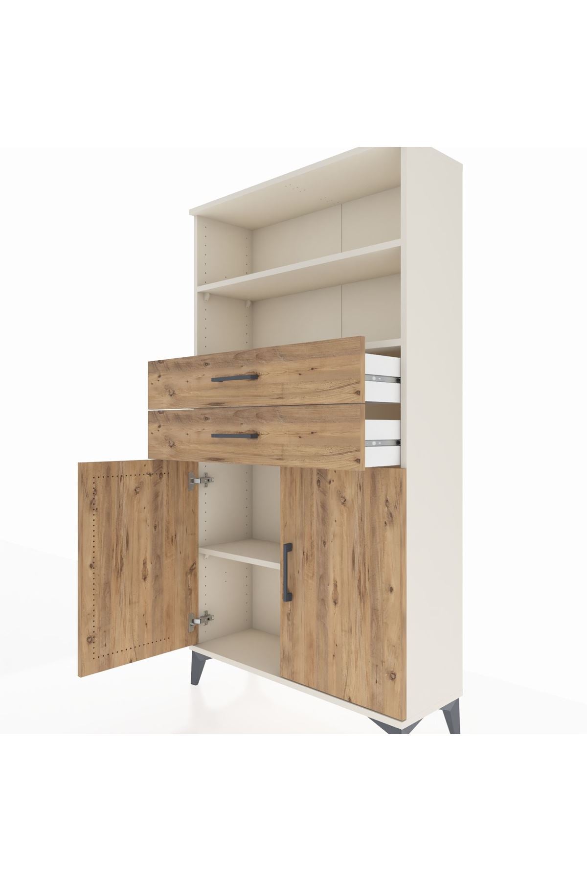 Arges Dolap 3 Raflı 2 Çekmeceli 2 Kapaklı 88x30x163 Aytaşı-Çam