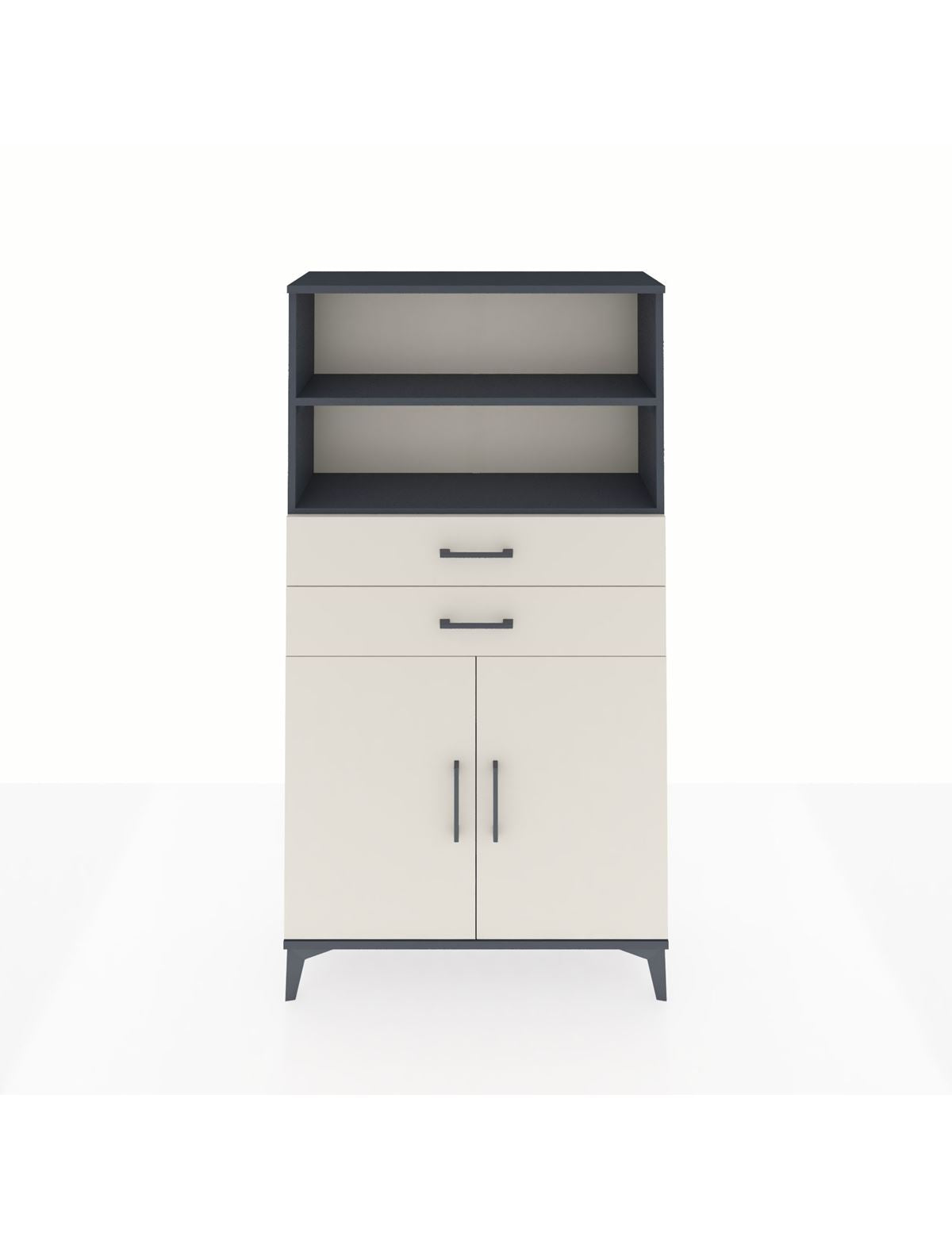 Arges Dolap 3 Raflı 2 Çekmeceli 2 Kapaklı 88x30x163 Antrasit-Aytaşı