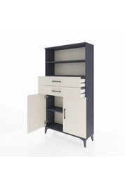 Arges Dolap 3 Raflı 2 Çekmeceli 2 Kapaklı 88x30x163 Antrasit-Aytaşı