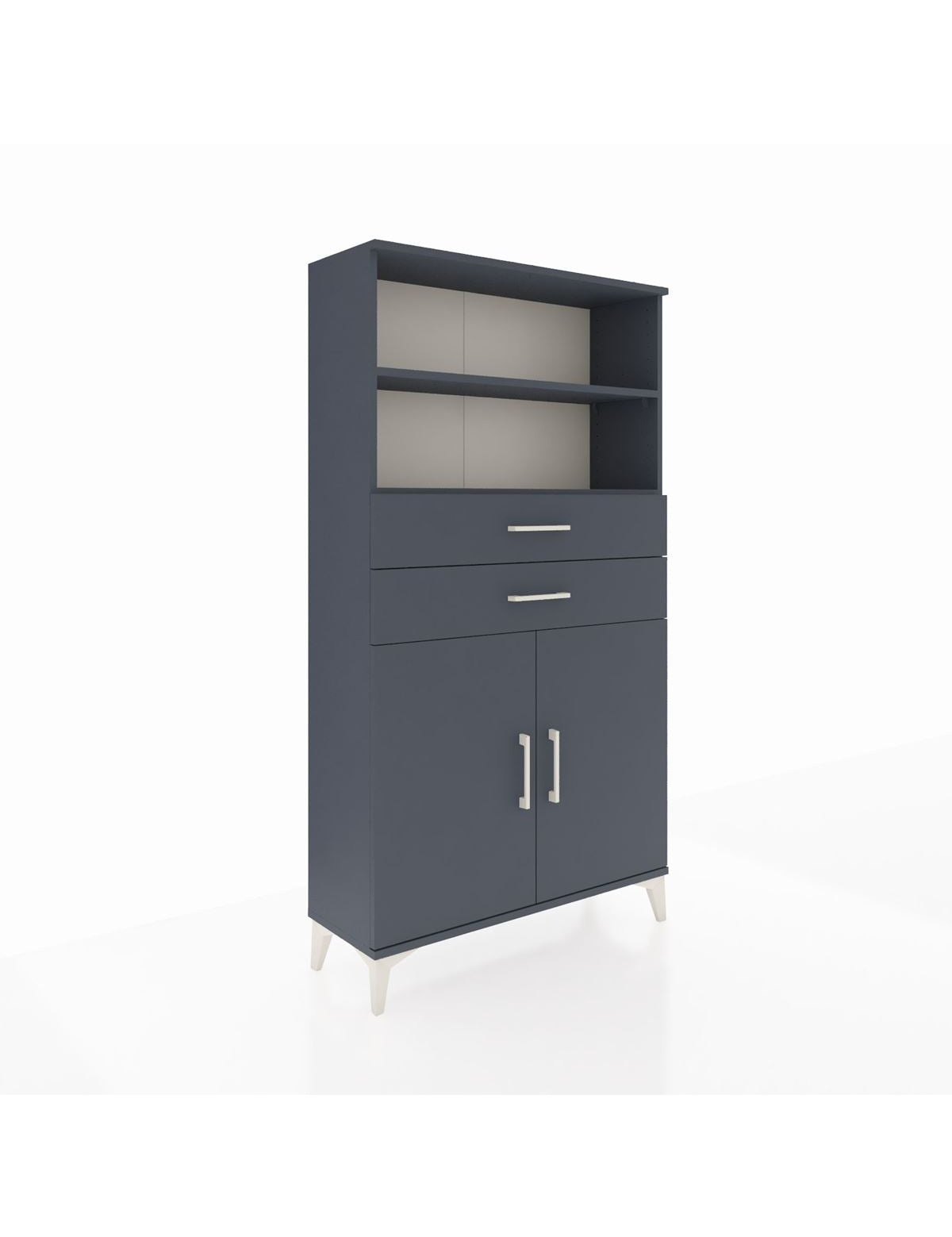 Arges Dolap 3 Raflı 2 Çekmeceli 2 Kapaklı 88x30x163 Antrasit-Antrasit