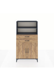 Arges Dolap 3 Raflı 2 Çekmeceli 2 Kapaklı 88x30x163 Antrasit-Çam