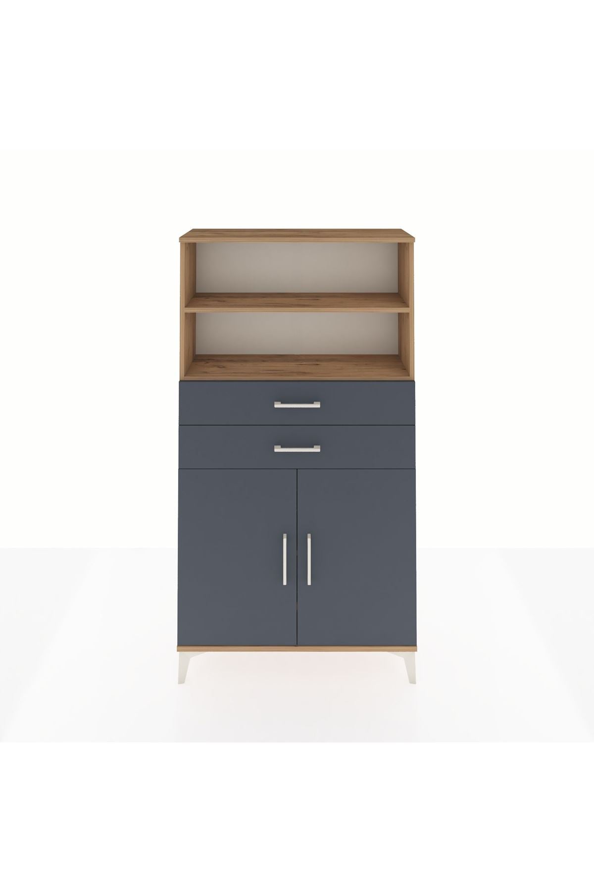 Arges Dolap 3 Raflı 2 Çekmeceli 2 Kapaklı 88x30x163 Çam-Antrasit