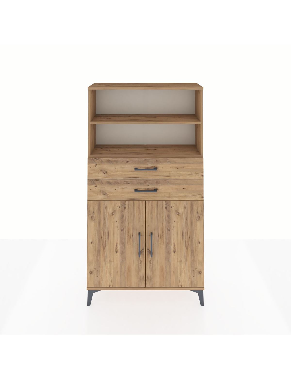 Arges Dolap 3 Raflı 2 Çekmeceli 2 Kapaklı 88x30x163 Çam-Çam