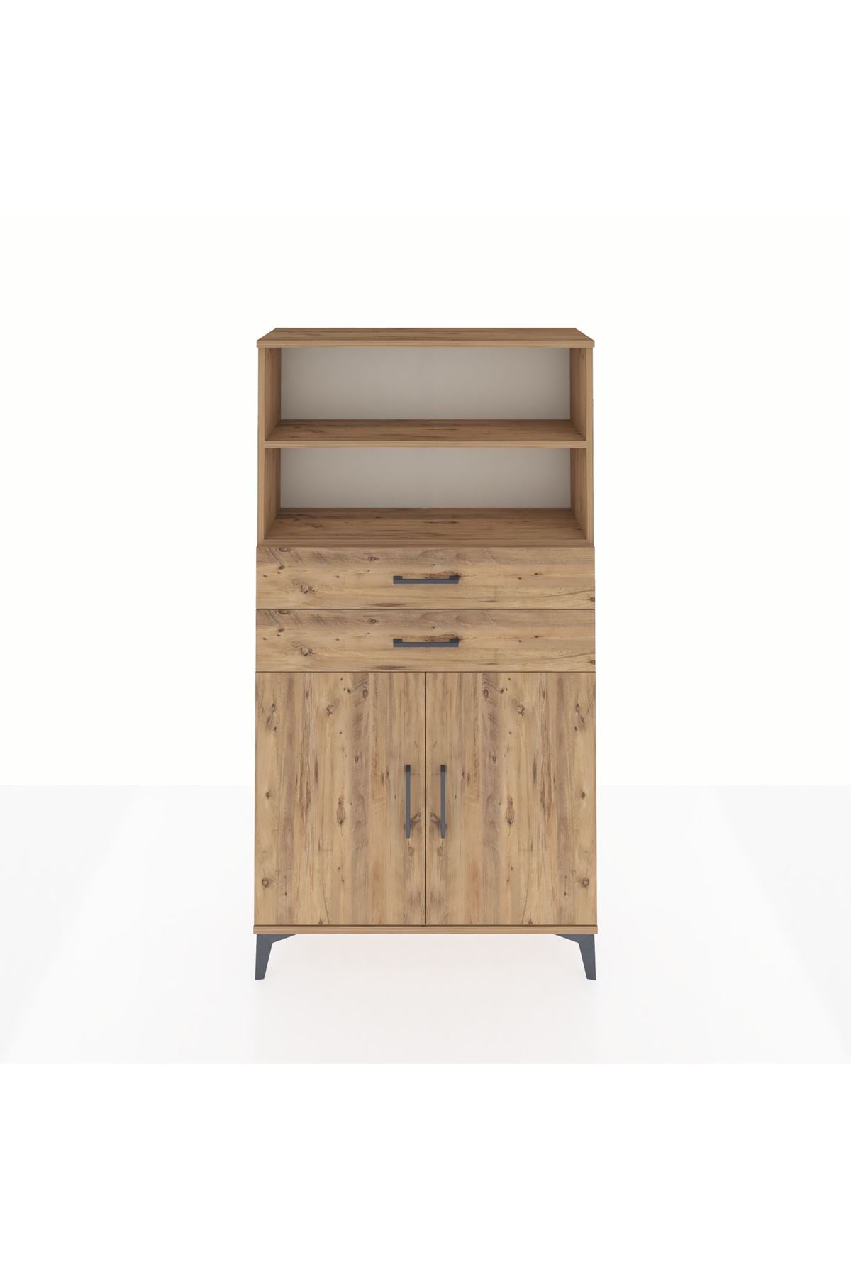 Arges Dolap 3 Raflı 2 Çekmeceli 2 Kapaklı 88x30x163 Çam-Çam