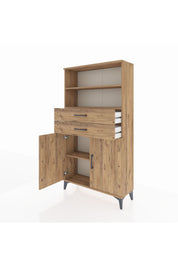 Arges Dolap 3 Raflı 2 Çekmeceli 2 Kapaklı 88x30x163 Çam-Çam
