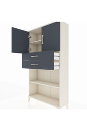 Arges Dolap 3 Raflı 2 Çekmeceli 2 Kapaklı 88x30x163 Aytaşı-Antrasit