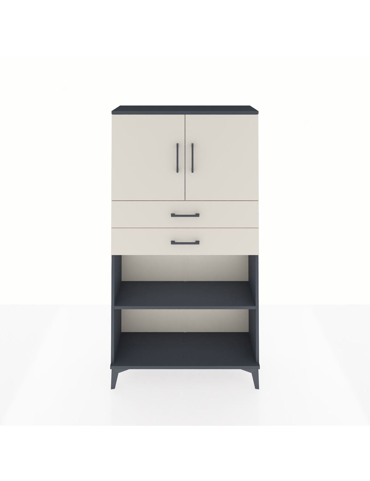 Arges Dolap 3 Raflı 2 Çekmeceli 2 Kapaklı 88x30x163 Antrasit-Aytaşı