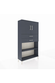 Arges Dolap 3 Raflı 2 Çekmeceli 2 Kapaklı 88x30x163 Antrasit-Antrasit