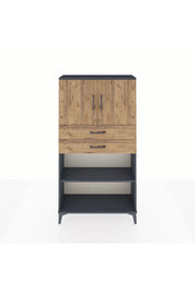 Arges Dolap 3 Raflı 2 Çekmeceli 2 Kapaklı 88x30x163 Antrasit-Çam
