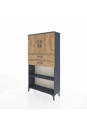 Arges Dolap 3 Raflı 2 Çekmeceli 2 Kapaklı 88x30x163 Antrasit-Çam