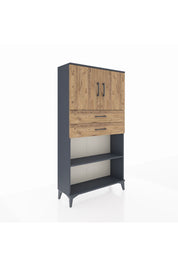 Arges Dolap 3 Raflı 2 Çekmeceli 2 Kapaklı 88x30x163 Antrasit-Çam
